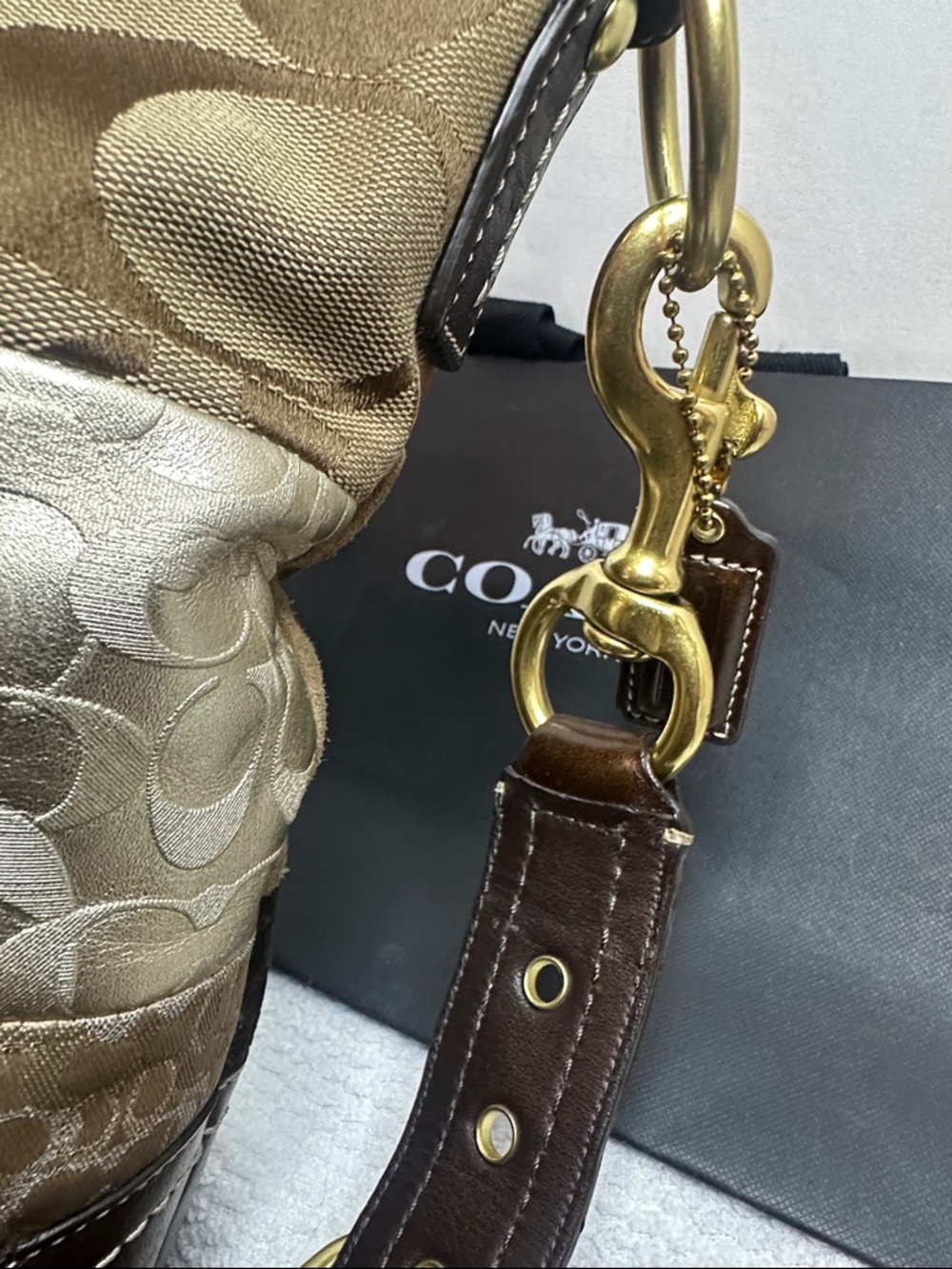 Coach 2008 Patchwork Leopard Accent Shoulder Bag in Brown, Tan, Gold - Picture 8 of 14